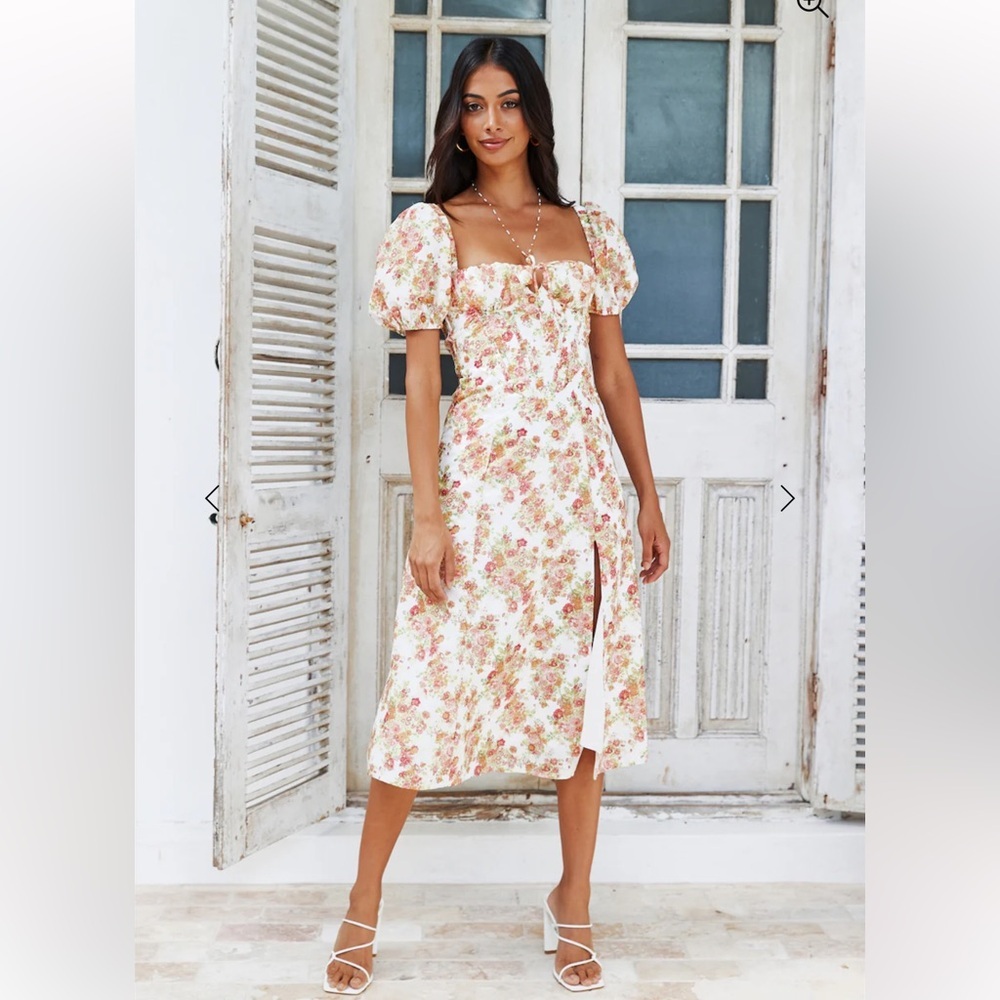 Hello Molly Find Me At Brunch Midi Dress Orange Floral